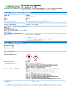 Hydrogen Gas H2 Safety Data Sheet SDS P4604