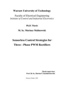 Sensorless Control Strategies for Three