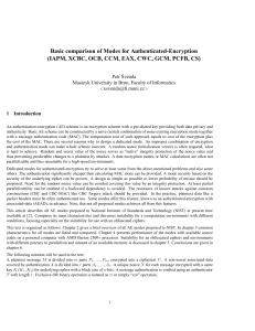 Basic comparison of Modes for Authenticated