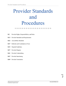 Provider Standards and Procedures
