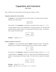 Final Exam - Study Guide - Capacitors and Inductors