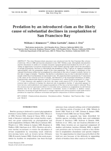 Predation by an introduced clam as the likely cause of substantial
