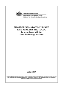 MONITORING AND COMPLIANCE RISK ANALYSIS PROTOCOL In
