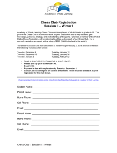Chess Club Registration Session II – Winter I