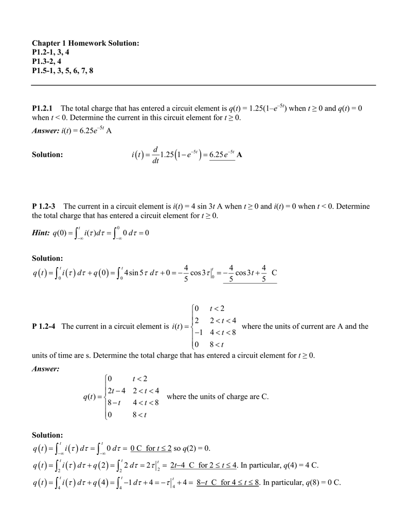 Chapter 1 Homework Solution