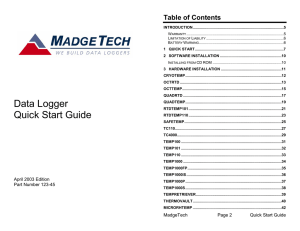 MadgeTech Data Loggers for Various Applications