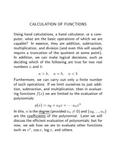 CALCULATION OF FUNCTIONS Using hand calculations, a hand