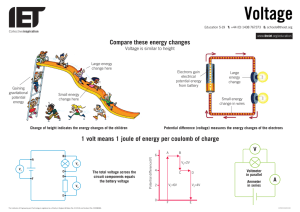 Compare these energy changes 1 volt means 1 joule of energy per