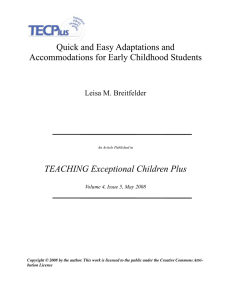 Quick and Easy Adaptations and Accommodations for Early