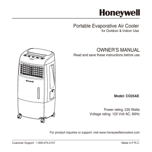 OWNER`S MANUAL Portable Evaporative Air Cooler