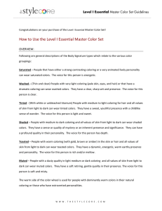 Level I Master Color Set Guidelines