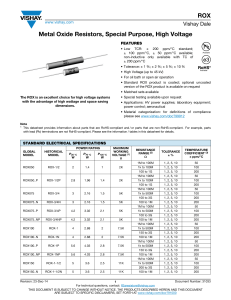 ROX Metal Oxide Resistors, Special Purpose, High Voltage