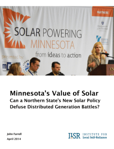 Minnesota`s Value of Solar - Institute for Local Self