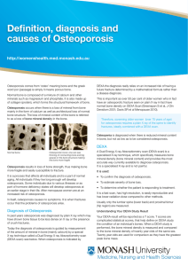 Definition, diagnosis and causes of Osteoporosis