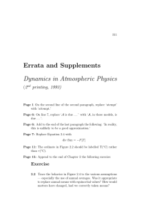 Errata and Supplements Dynamics in Atmospheric Physics