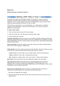 Making a DVD-Video in Toast 7.1