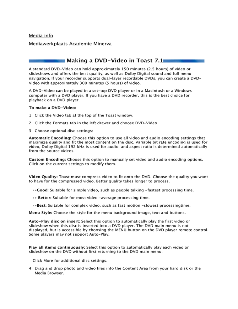Making a DVD Video in Toast 7.1