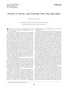 Persons of Tenure: Less Fortunate Than They May Seem