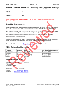 National Certificate in Work and Community Skills (Supported