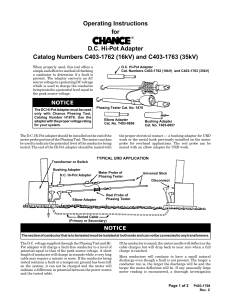 D.C. Hi-Pot Adapter Operating Instructions C403-1762