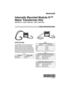 62-0233—03 - Internally Mounted Module IV™ Motor Transformer Kits