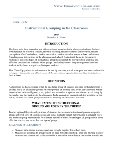Instructional Grouping in the Classroom