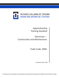 Apprenticeship Training Standards Construction and Maintenance