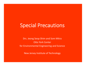 Special Precautions - Research Centers and Specialized Labs