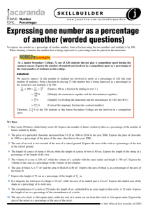 Expressing one number as a percentage of another (worded
