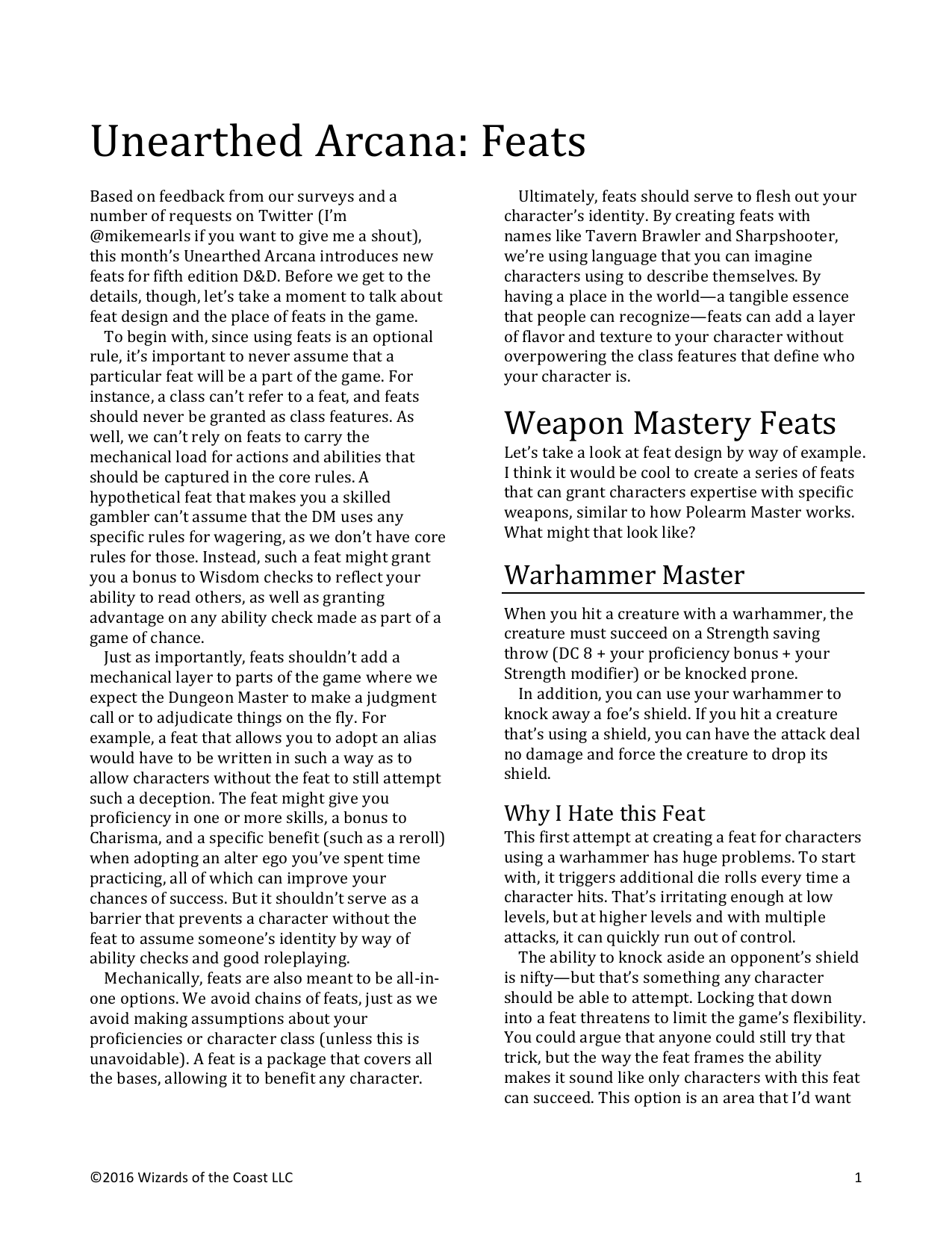 Next Unearthed Arcana