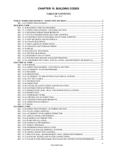 chapter 15. building codes