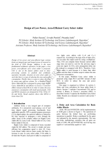 Design of Low Power, Area-Efficient Carry Select Adder