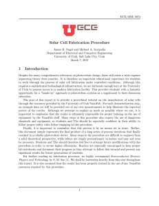 Solar Cell Fabrication Procedure
