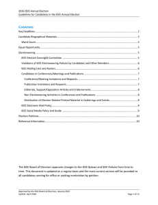 IEEE Annual Election Candidate Materials and Reference Information