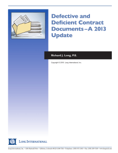 Defective and Deficient Contract Documents - A
