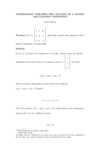 DETERMINING WHETHER THE COLUMNS OF A MATRIX ARE