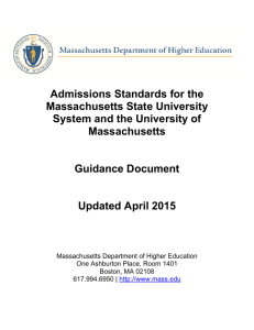 Admissions Standards for the Massachusetts State University