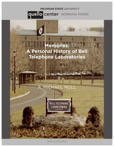 Memories: A Personal History of Bell Telephone Laboratories