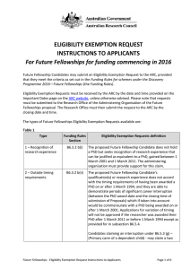 ELIGIBILITY EXEMPTION REQUEST INSTRUCTIONS TO
