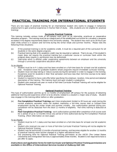 PRACTICAL TRAINING FOR INTERNATIONAL STUDENTS