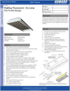 Highbay Fluorescent - Six Lamp Flat Profile Design