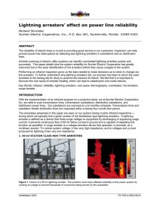 Lightning arresters` effect on power line reliability