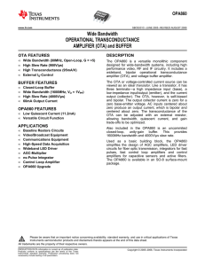 Wide-Bandwidth, Operational Transconductance Amplifier (OTA