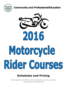 2016 Motorcyle Rider Course Schedules and Pricing