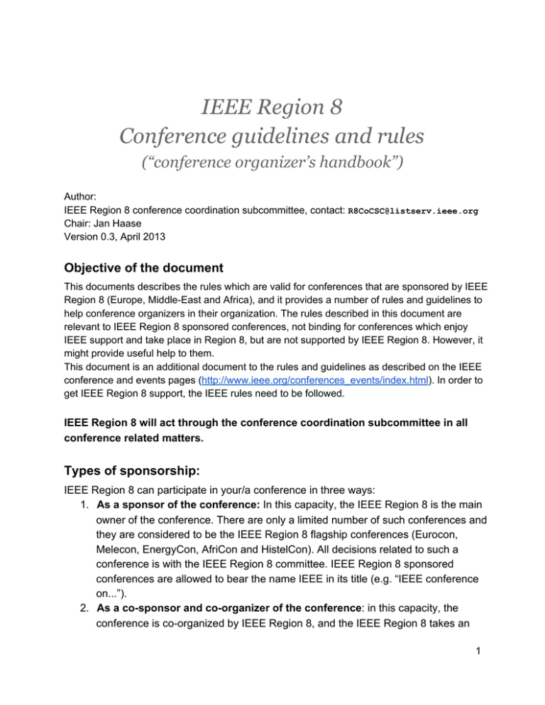 IEEE Region 8 Conference guidelines and rules