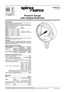 Pressure Gauge with Integral Restrictor