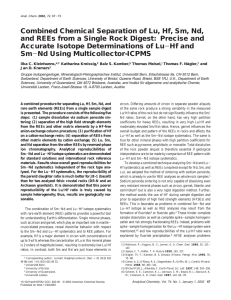 Combined Chemical Separation of Lu, Hf, Sm, Nd, and REEs from a