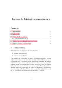 Lecture 4: Intrinsic semiconductors
