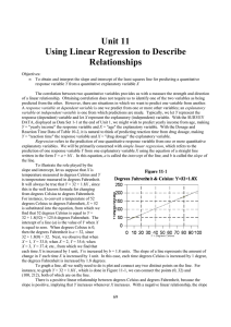 Unit 11 Using Linear Regression to Describe Relationships