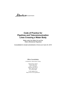 Code of Practice for Pipelines and Telecommunication Lines